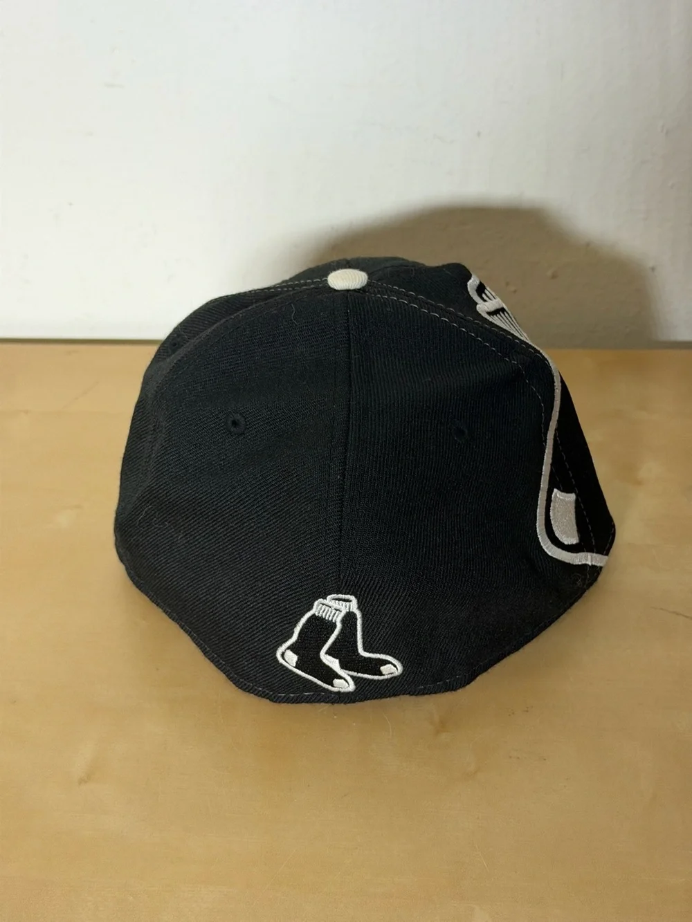 Boston Red Sox New Era 59FIFTY 7 3/8 Big Logo Wrap Black White Fitted Hat